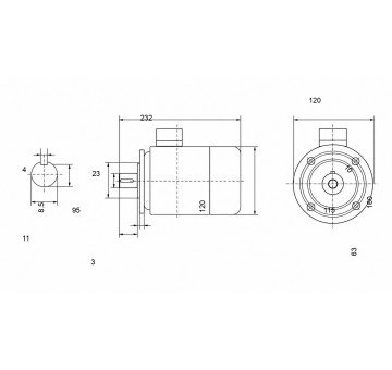 чертеж MS 63M2-0.25кВт-2 (B5) Электродвигатель