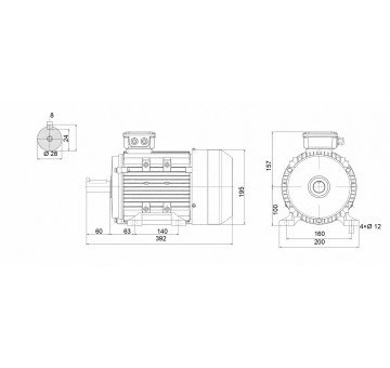 чертеж MS100L2-4 B3 (3.0 кВт/3000)